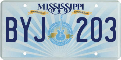 MS license plate BYJ203