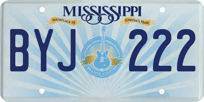 MS license plate BYJ222