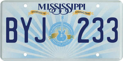 MS license plate BYJ233