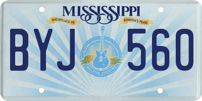 MS license plate BYJ560