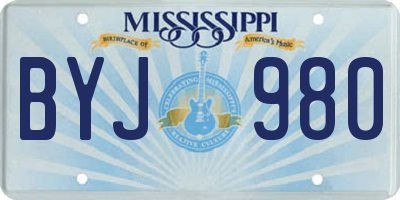 MS license plate BYJ980