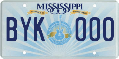 MS license plate BYK000
