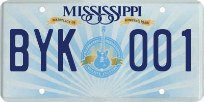 MS license plate BYK001