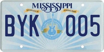 MS license plate BYK005