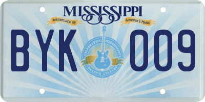 MS license plate BYK009