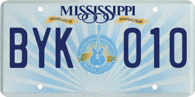 MS license plate BYK010