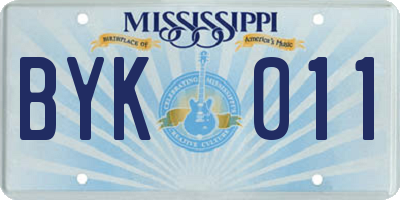 MS license plate BYK011