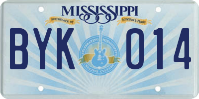 MS license plate BYK014
