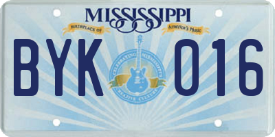 MS license plate BYK016