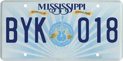 MS license plate BYK018