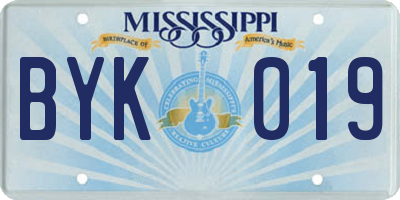 MS license plate BYK019