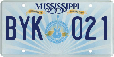 MS license plate BYK021