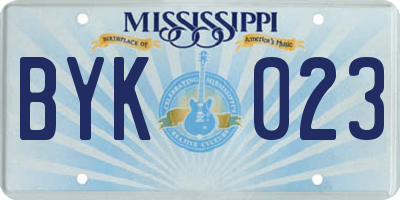 MS license plate BYK023