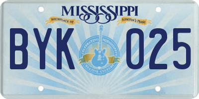 MS license plate BYK025