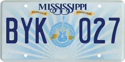 MS license plate BYK027