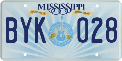 MS license plate BYK028