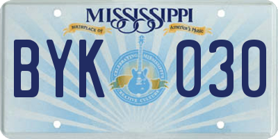 MS license plate BYK030