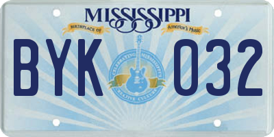 MS license plate BYK032