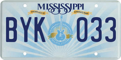 MS license plate BYK033