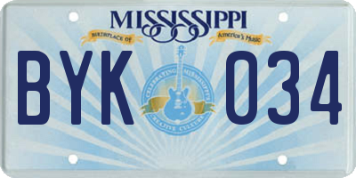 MS license plate BYK034