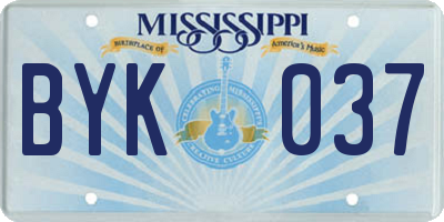 MS license plate BYK037