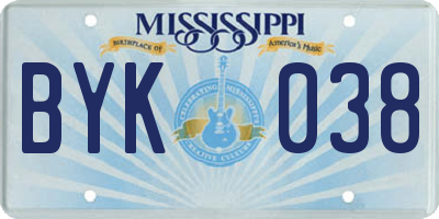 MS license plate BYK038