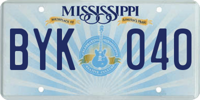 MS license plate BYK040