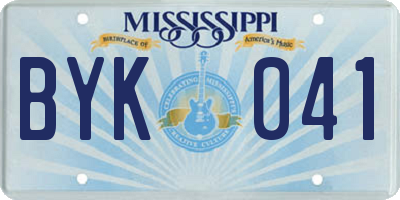 MS license plate BYK041
