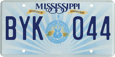 MS license plate BYK044