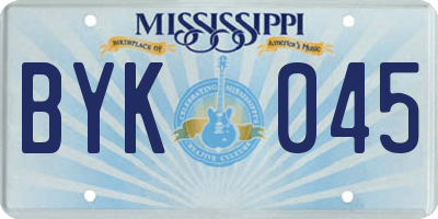 MS license plate BYK045
