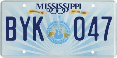 MS license plate BYK047
