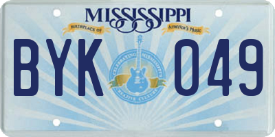 MS license plate BYK049