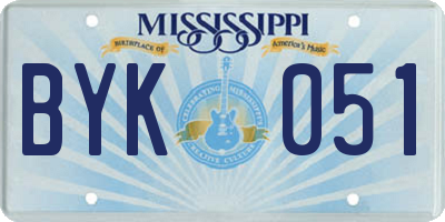MS license plate BYK051