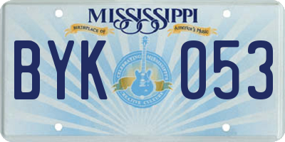 MS license plate BYK053