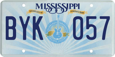 MS license plate BYK057