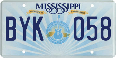 MS license plate BYK058