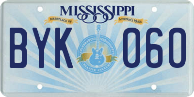 MS license plate BYK060