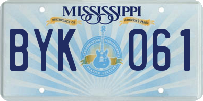 MS license plate BYK061