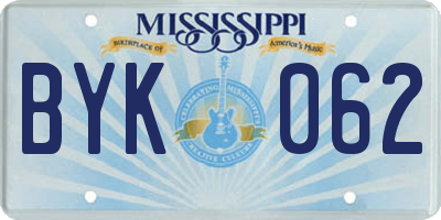 MS license plate BYK062