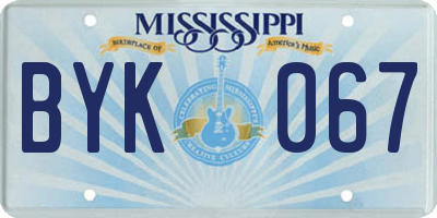 MS license plate BYK067