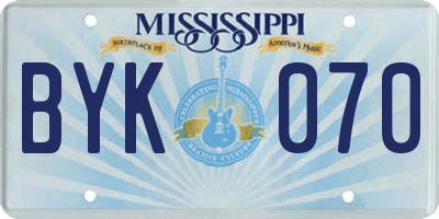 MS license plate BYK070