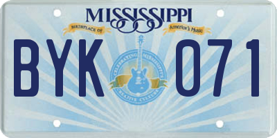 MS license plate BYK071