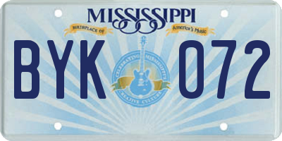 MS license plate BYK072