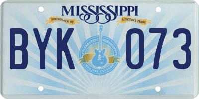 MS license plate BYK073