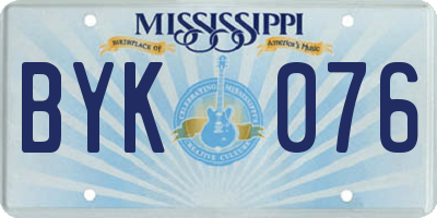 MS license plate BYK076