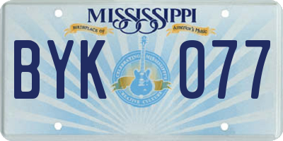 MS license plate BYK077