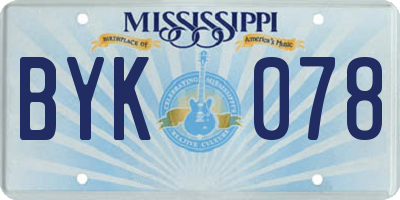 MS license plate BYK078