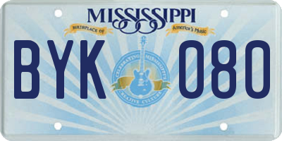 MS license plate BYK080