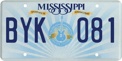 MS license plate BYK081