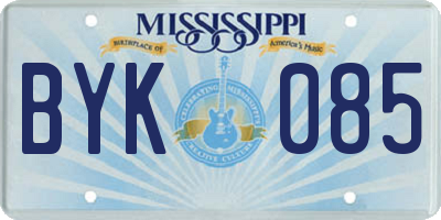 MS license plate BYK085